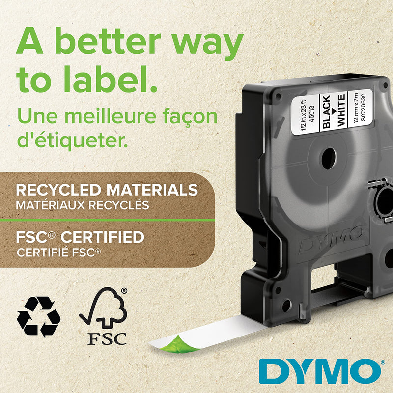 [Australia - AusPower] - DYMO Standard D1 45010 Labeling Tape ( Black Print on Clear Tape , 1/2'' W x 23' L , 1 Cartridge) 
