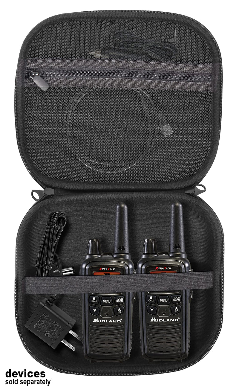 [Australia - AusPower] - Two Way Radio Speaker Case for Walkie Talkie like Motorola, Sokos, Uniden, FLOUREON, Midland, Dimy, Galwad, Aikmi, BETECH and others, mesh pocket for cable and accessories, featured carrying handle 