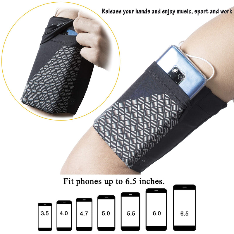 [Australia - AusPower] - HiRui Universal Sports Armband Cell Phone Armband Sleeves Running Armband for Exercise Workout, Compatible with iPhone 12/12Pro/Mini iPhone 11/11Pro Samsung Galaxy All Phones (Black, Large) Black 