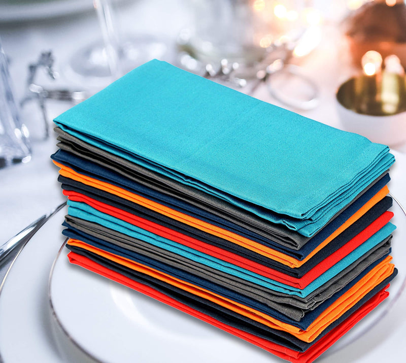 [Australia - AusPower] - Ruvanti Multi Color Cloth Napkins 12 Pack 18X18 Inch Durable Linen Napkins - Soft and Comfortable Reusable Fabric Napkins -Perfect Table Napkins / Cotton Dinner Napkins / Cocktail Napkins for Home Use Multi Colors 