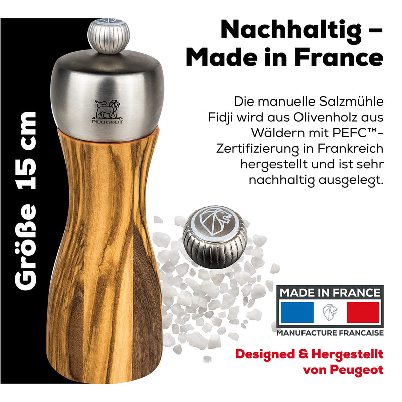 [Australia - AusPower] - Peugeot Classic Fidji Salt Mill, Olive Wood 6 inch 