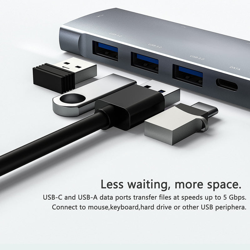 [Australia - AusPower] - USB C Hub Multiport Adapter for iPad Pro MacBook Pro Air M1 2021-2018, 9-in-1 USB C 4K HDMI Adapter with 3.5mm Audio Jack,3xUSB3.0,SD/Micro SD Card Reader,60W USB C Charging,USB-C 3.0 Data 
