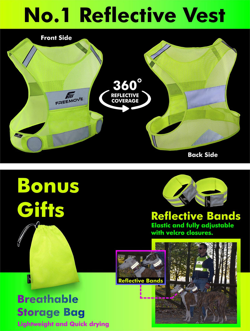 [Australia - AusPower] - Original Reflective Vest Running Gear + 2 Reflective Bands & Bag, Ultralight & Comfy, Running / Walking Safety Vest X-Small 