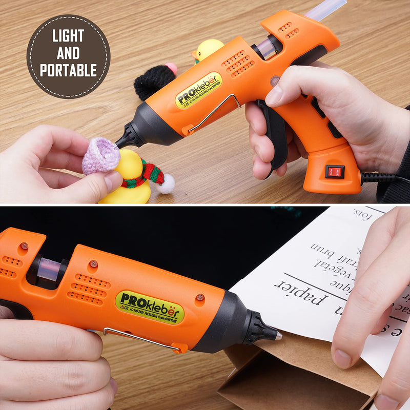 [Australia - AusPower] - PROkleber Hot Melt Glue Gun Kit Full Size (Not Mini) High/Low Temp Dual Power 60/100 Watt with 30 pcs Premium Glue Sticks for DIY Arts & Crafts Projects Sealing Quick Repairs Light and Heavy Duty Full Size Dual Temp 60/100W Orange/Black 