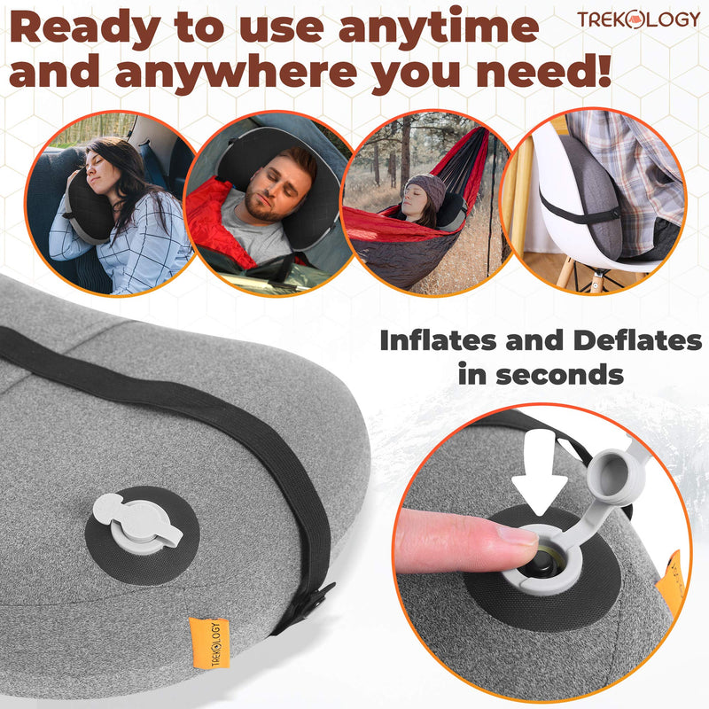 [Australia - AusPower] - Inflatable Pillow for Camping, Backpacking Pillow, Travel, Hiking, Camping Pillow, Beach Pillow- Compact Ultralight Blow Up Portable Air Pillows for Sleeping, Pad Attachment Strap for Camp Mat. 