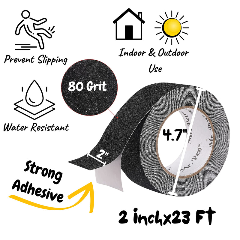 [Australia - AusPower] - Mr. Pen- Grip Tape, 2 Inch, 23 Feet, Anti Slip Tape, Non Skid Tape, Grip Tape for Stairs, Non Slip Tape, Friction Tape, Stair Grips Non Slip, Black Grip Tape, Grip Tape Roll, Waterproof Grip Tape 