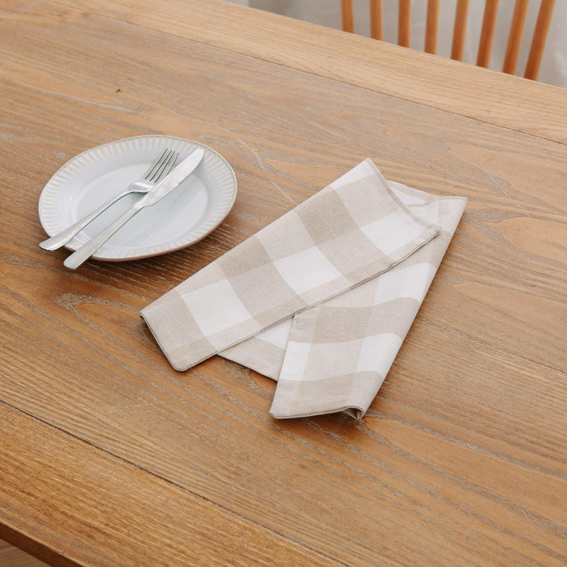 [Australia - AusPower] - Beige & White 2 Side Cotton Buffalo Check Farmhouse Placemats Set of 4 Heat Resistant Dining Table Place Mats for Kitchen Table, 12 x 18 inches Plaids Beige&white Rectangular Placemats 12" x 18" 