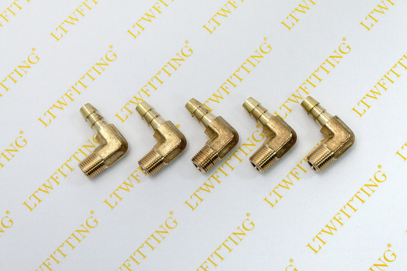[Australia - AusPower] - Generic 90 Degree Elbow Brass Barb Fitting 1/4 ID Hose x 1/8-Inch Male NPT Air( Pack of 5 ) 