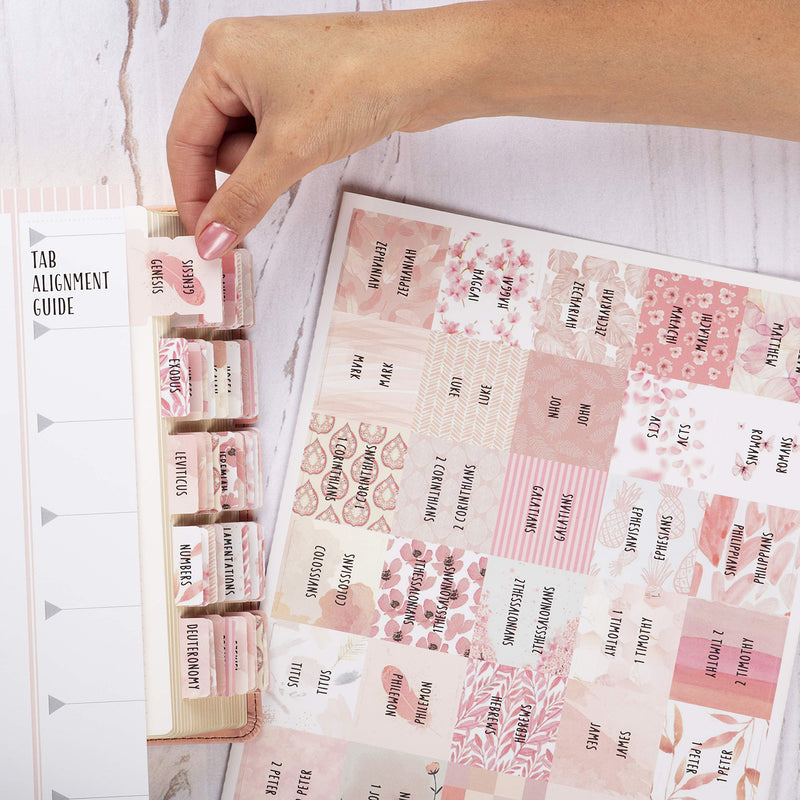 [Australia - AusPower] - DiverseBee Laminated Bible Tabs for Women (Large Print, Easy to Read), Colorful Bible Journaling Book Tabs, Christian Gift, 66 Bible Tabs Old and New Testament, Includes 11 Blank Tabs - Rose Theme 
