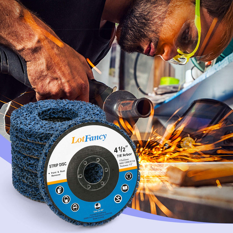 [Australia - AusPower] - LotFancy Stripping Disc, 6PCS 4 1/2” x 7/8” Quick Easy Strip and Clean Discs, Paint and Rust Remover Stripper for Angle Grinder, Silicon Carbide Abrasive Wheel for Wood Metal Fiberglass, Blue 