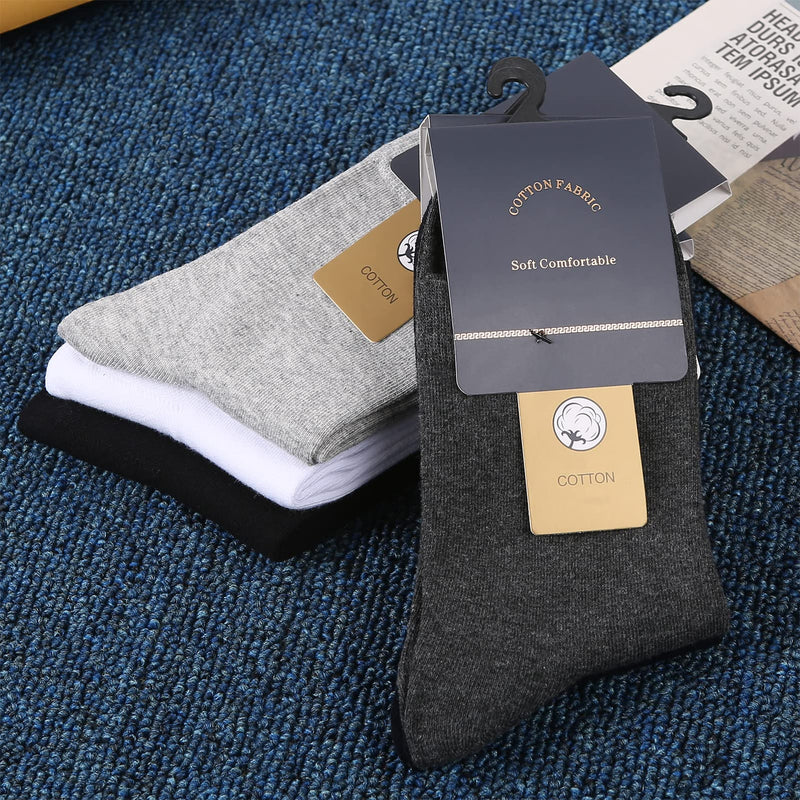 [Australia - AusPower] - YOSENDE Mens Socks 5 Pairs Cotton Classic Business Soft Comfortable Black 5 Pairs 6.5-11 