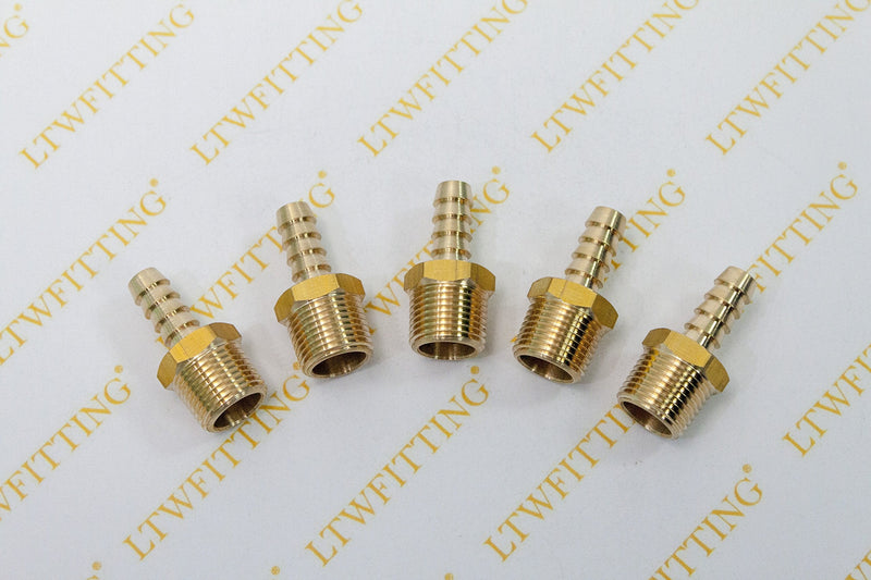 [Australia - AusPower] - LTWFITTING Brass Fitting Coupler 5/16-Inch Hose Barb x 3/8-Inch Male NPT Fuel Gas Water(Pack of 5) 
