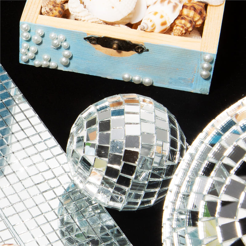 [Australia - AusPower] - PP OPOUNT 2360 PCS 5 x 5 mm Disco Tiles and 2100 PCS 10 x 10 mm Disco Ball Tiles, Mirror Mosaic Tiles for DIY Disco Balls, Mini Glass Tiles for Art Collage, Indoor Outdoor Craft Decoration 