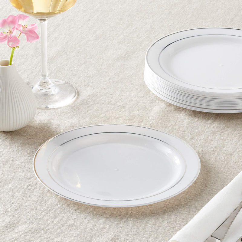 [Australia - AusPower] - DISPOSABLE DINNERWARE SET, 20 Salad Plates (Silver Glare, 7.5") Side Plates Silver 
