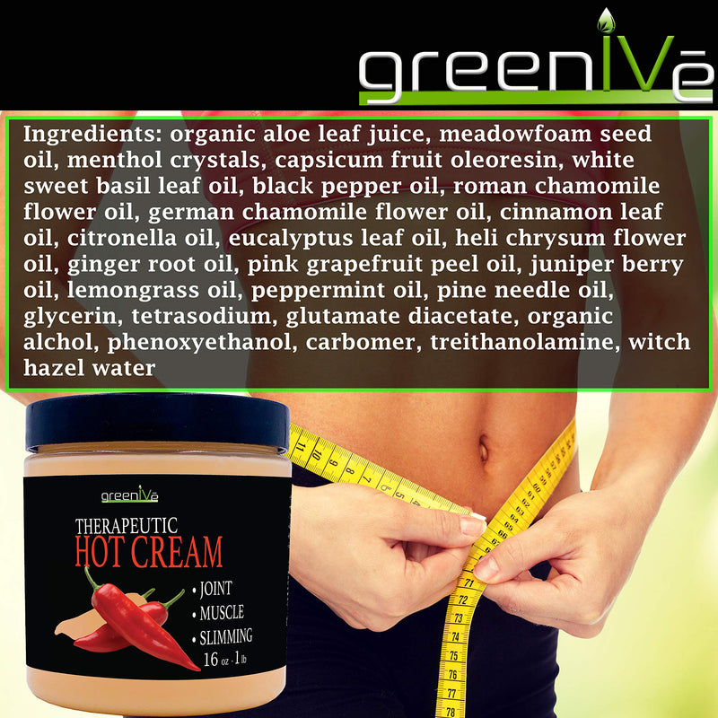 [Australia - AusPower] - GreenIVe - Hot Cream - Soothing Massage Lotion Cream - Hot & Cold Sensation (16 Ounce Jar) 1 Pound (Pack of 1) 