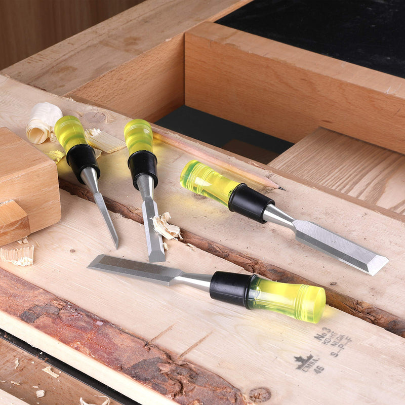 [Australia - AusPower] - Hurricane 4 Pieces Wood Chisel Set Cr-V Construction for Woodworking Carving PVC High Impact Handle 4 Pieces with PVC High Impact Handle 