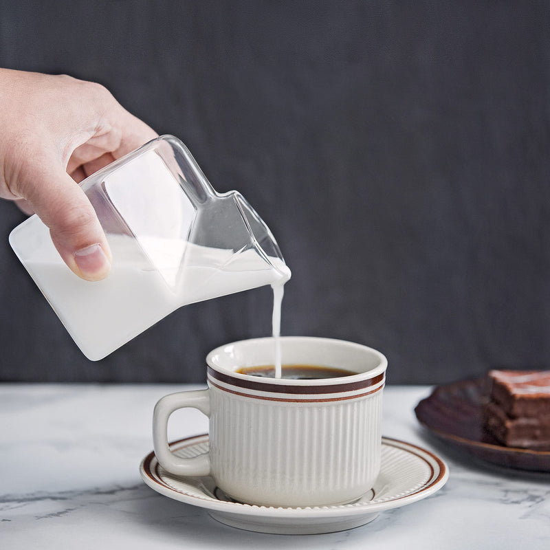 [Australia - AusPower] - Glass Milk Carton Creamer Pitcher Cute Clear Milk Carton Cup Mini Creamer Pitcher Container 13 Oz, 1Pcs basic model 