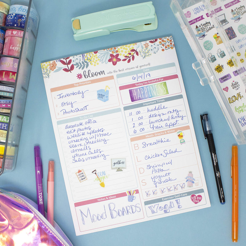 [Australia - AusPower] - bloom daily planners Daily Planning System Tear Off to Do Pad - Undated Planning Sheets - 8.5" x 11" - Floral Dots Daily Planning System - Floral Dots 