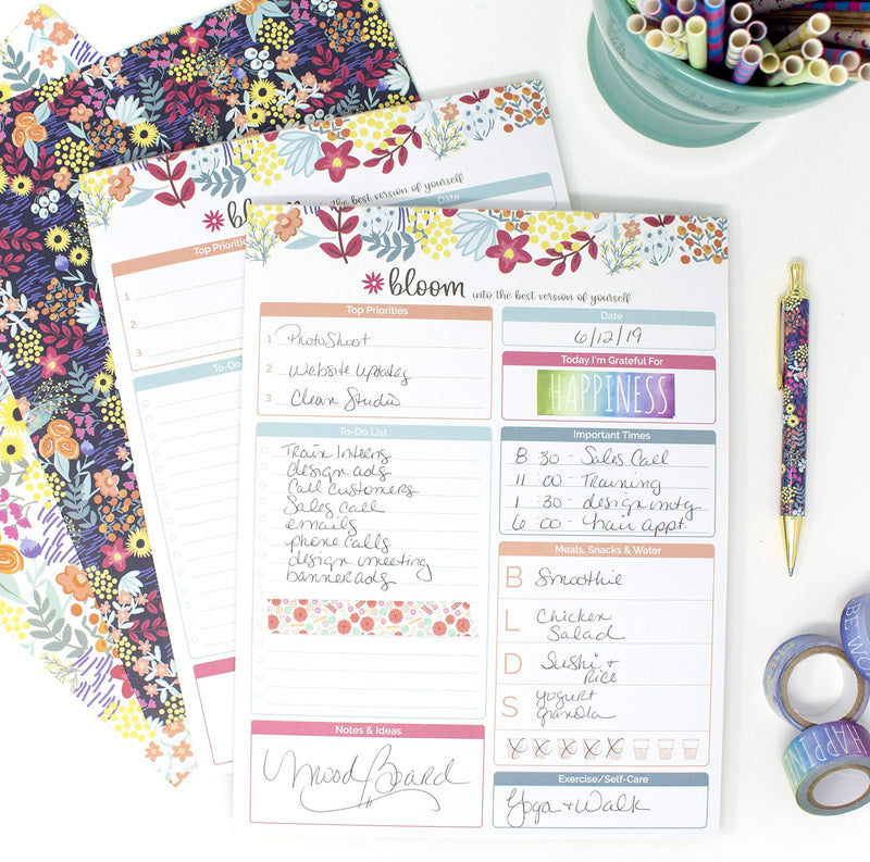 [Australia - AusPower] - bloom daily planners Daily Planning System Tear Off to Do Pad - Undated Planning Sheets - 8.5" x 11" - Floral Dots Daily Planning System - Floral Dots 