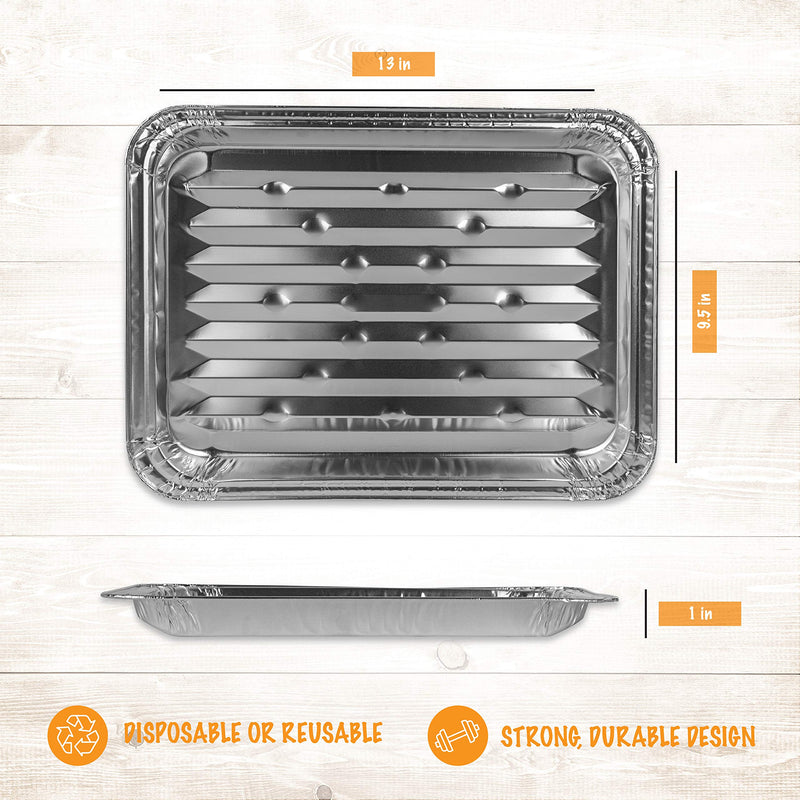 [Australia - AusPower] - Plasticpro Aluminum Grill Pans, Broiler Pans, Grill Liners, Durable with Ribbed Bottom Surface for BBQ, Grill, Texture Disposable,Pack of 10 