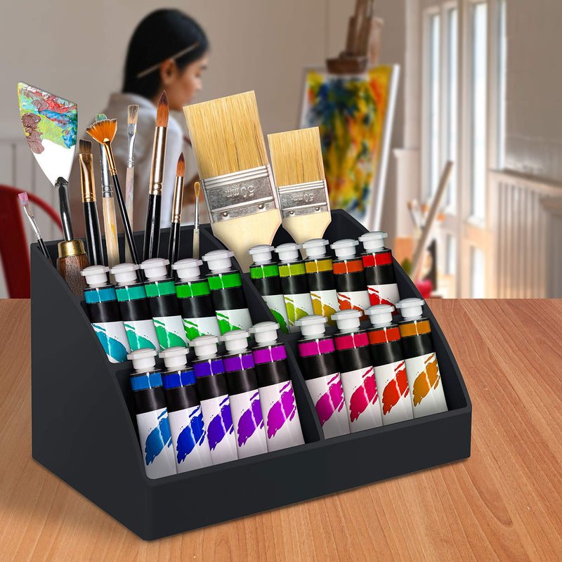 [Australia - AusPower] - Acrimet Incline Desktop Easy Organizer Caddy Holder - Supplies Storage and Home Organization (Plastic) (Black Color) 