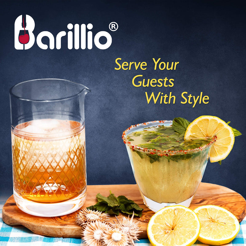 [Australia - AusPower] - Barillio 20 Oz Crystal Cocktail Mixing Glass Set | Seamless Mixing Pitcher for Stirred Cocktail with Weighted Bottom | Old Fashioned Kit for Bartenders 