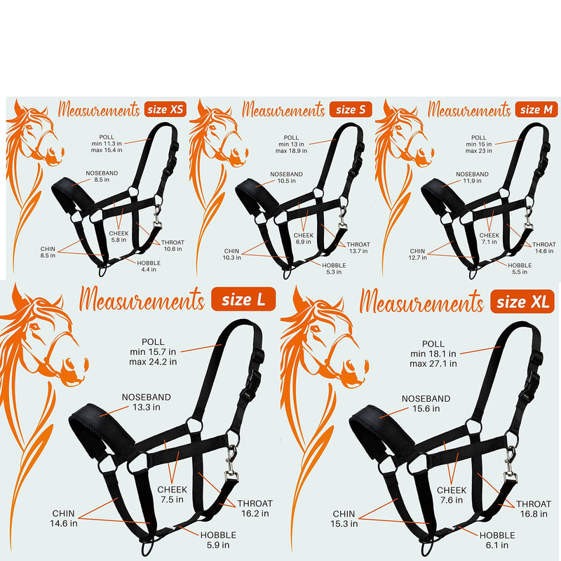[Australia - AusPower] - yashchykov Personalized Horse Halter - Strong Nylon Halters for Horses with Adjustable Crown, Noseband and Cheek Piece - Durable and Padded Horse Halters for Cob, Full, Warmblood and Draft Horse 