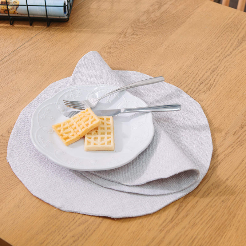 [Australia - AusPower] - Set of 4 Round Placemat 15 Inch Soft Linen eco-Friendly Fabric Handcrafted Machine Washable Indoor & Outdoor Tablemat Beige Round Placemats 15" 