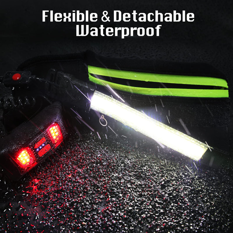 [Australia - AusPower] - Running Light, 1000Lumens Running Belt Fanny Pack with 230°Rechargeable Night Running Light for Phone Waist Bag Light with Water Bottle Holder Slim Running Belt for Runners Sports Jogging Walking Black 