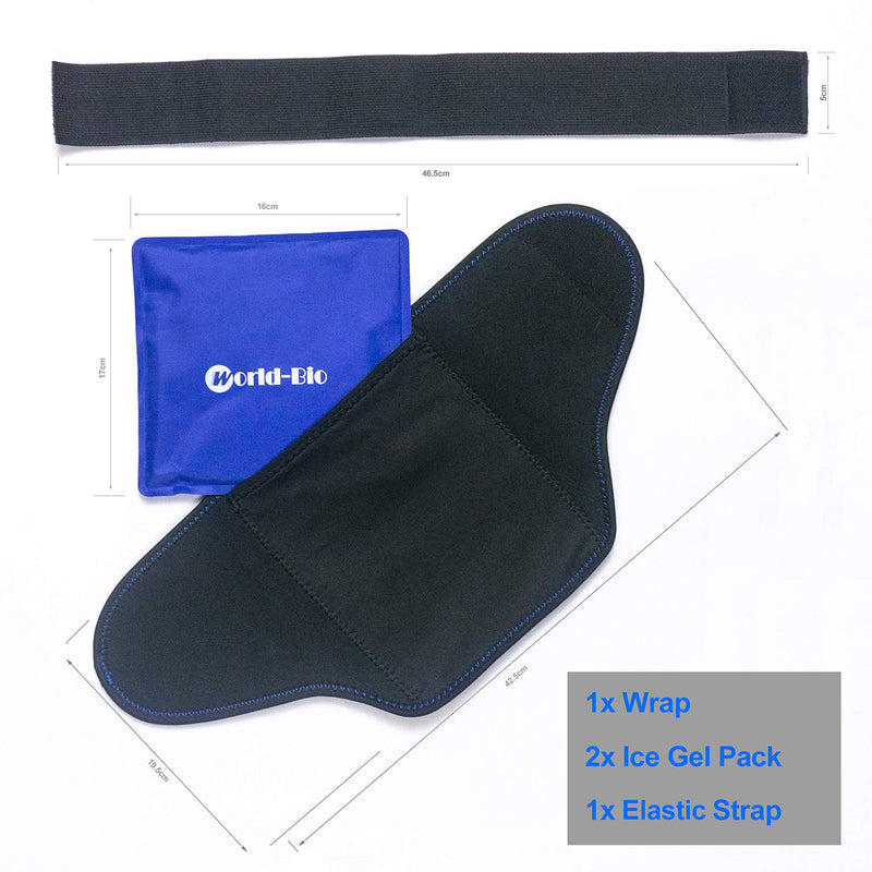 [Australia - AusPower] - Foot Ice Pack Wrap Reusable Ice Gel Pack for Plantar Fasciitis, Achilles Tendonitis, Heel Spurs, Sore Feet, Hot Cold Therapy Cold Pack Pain Relief for Sprains, Muscle Pain, Bruises, Injuries, Swelling 2 ice pack and 1 wrap - 6.3'' x 6.7'' 