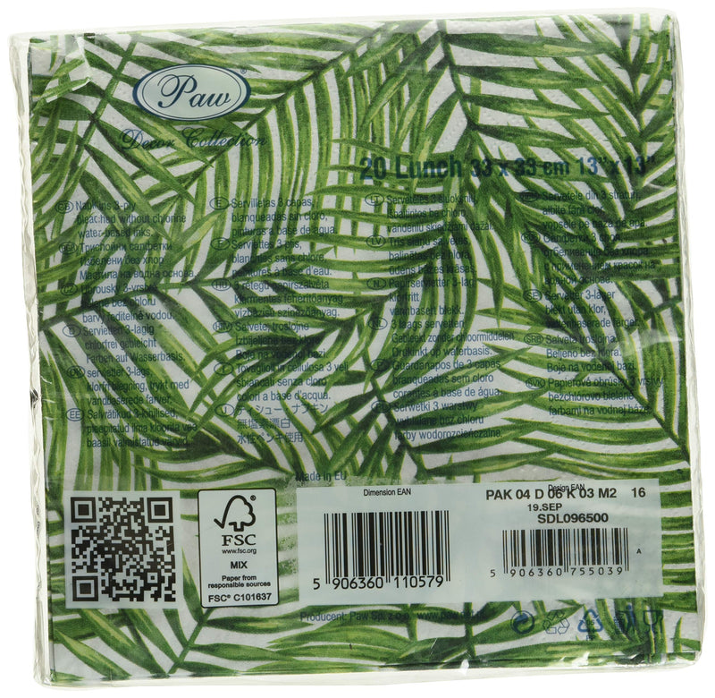 [Australia - AusPower] - Luncheon Floral Napkins 40pcs 13"x13" | Decorative Napkins Tropical Green Palm Leaves 
