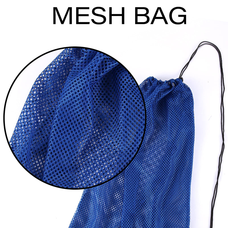 [Australia - AusPower] - 2 Packs Mesh Gear Bag for Snorkel Equipment, Oversized 18" x 27" Mesh Dive Bag Scuba Diving Bag Snorkel Bag Backpack for Snorkeling Gear, Fins, Swimming Gear, Beach and Sports Equipment (Black & Blue) 