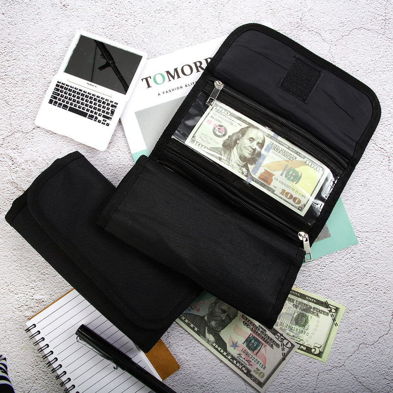 [Australia - AusPower] - 2 Pieces Money Organizer Cash Wallets Money Holder with 5 Zipper Slots for Office Budget Wallet Home Students Family, Black 