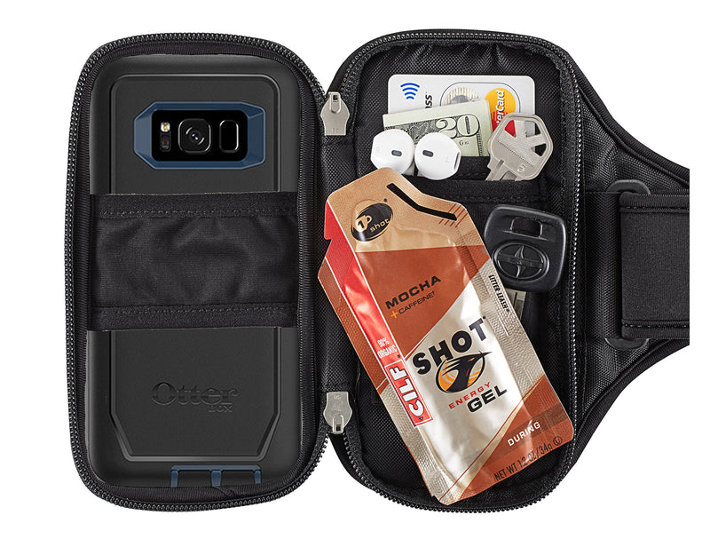 [Australia - AusPower] - Sporteer Entropy E8 Running Armband - iPhone 13 Pro Max, 12 Pro Max, 11 Pro Max, Xs Max, iPhone 11, XR, 8 Plus, 7 Plus, Galaxy S21+, S20+, Note 10, 9, S9 Plus, Pixel 4 XL, LG, Moto - FITS Cases Black M/L Reflective Black Straps 