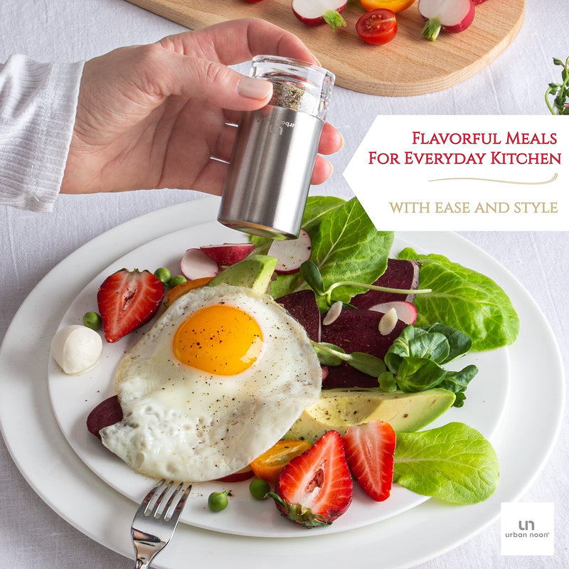 [Australia - AusPower] - Salt and Pepper Shakers with Holder - Elegant Stainless Steel Shaker Set by urban noon 