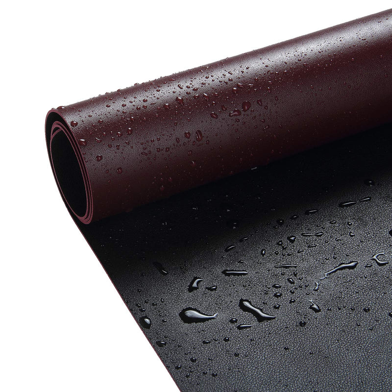 [Australia - AusPower] - Baoku Leather Multifunctional Desk Pad, Waterproof Desk Pad with Mini Basket Various Colors (31in 15.7in) (Burgundy-Black, PU) 