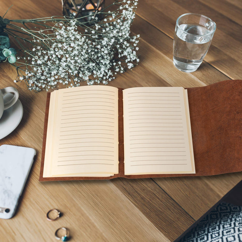 [Australia - AusPower] - Leather Journal Lined Notebook Paper - Leather Bound Journals for Writing for Women and Men, 7 x 5 Inches Ruled Small Notebooks, Kraft Paper with 400 pages - Lined Paper College Ruled & Travel Size 7" x 5" Lined 