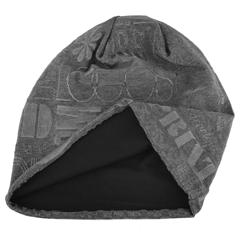 [Australia - AusPower] - EINSKEY Slouchy Beanie for Men/Women 2-Pack Oversize Baggy Skull Cap Summer Thin Knit Hat Black & Gray (Alphabet) 