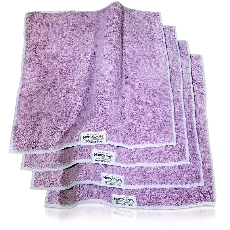 [Australia - AusPower] - Nano Towels - The Amazing Eco Fabric That Cleans Virtually Any Surface With Only Water. No More Paper Towels Or Toxic Chemicals. 4-Pack (14x14", Lavender) 