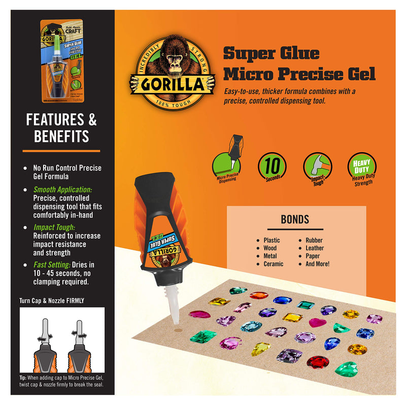 [Australia - AusPower] - Gorilla Micro Precise Super Glue Gel, 5.5 Gram, Clear, (Pack of 1) 1 - Pack 