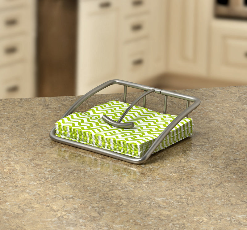 [Australia - AusPower] - Spectrum Diversified Euro Holder, Flat Standing Weight Arm Modern Kitchen Organization Stand & Paper Cocktail Napkins Dispenser, Satin Nickel 