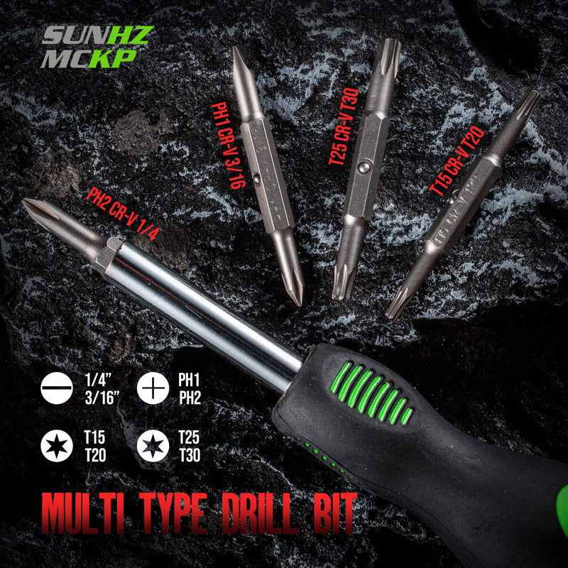 [Australia - AusPower] - SUNHZMCKP 8 in 1 Screwdriver, Portable multi-purpose screwdriver?High- Strength Bits, Phillips, Slotted, Torx?Suitable for outdoor and daily repair tools,The best tool gift 