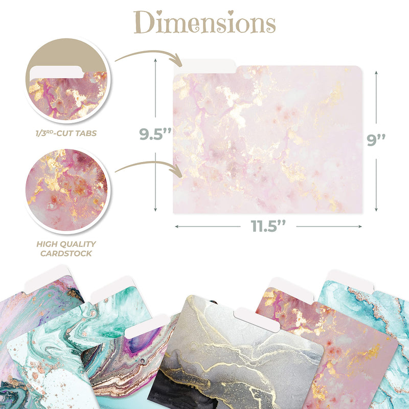 [Australia - AusPower] - Decorative File Folders, 12 Pack, 6 Designs, Heavyweight, Letter Size (9.5" x 11.5") with 1/3 Cut Tab, Marble Designs, Fashion Folders by Better Office Products 
