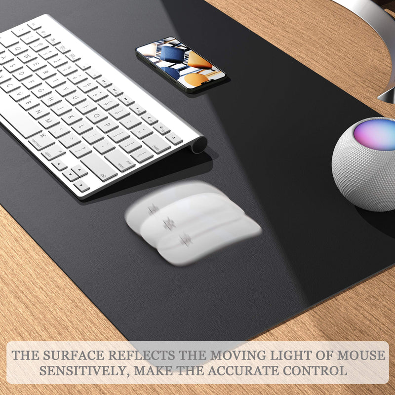 [Australia - AusPower] - Non-Slip Desk Pad,Mouse Pad,Waterproof PVC Leather Desk Table Protector,Ultra Thin Large Desk Blotter, Easy Clean Laptop Desk Writing Mat for Office Work/Home/Decor(Black, 23.6" x 13.7") Black 23.6" x 13.7" 
