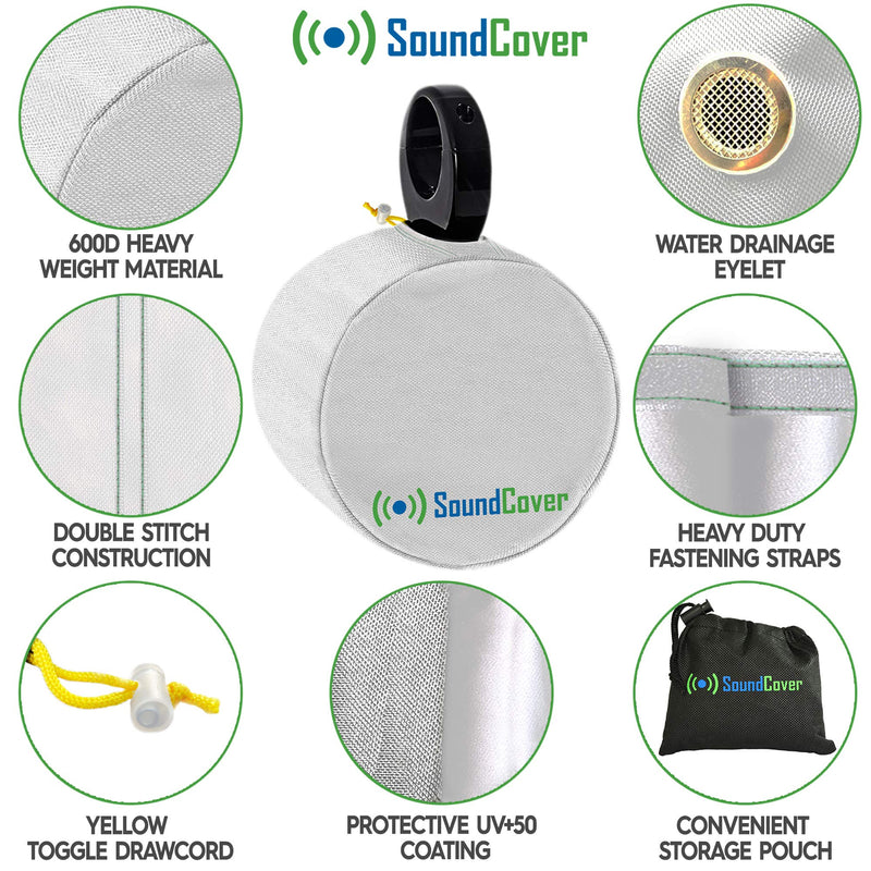 [Australia - AusPower] - White Heavy Duty Small Marine Speaker Covers for Round 4" and 5" Boat Wakeboard Tower Pod Speakers - Fits Boss, Rockville, Kicker, Pyle & NOAM Speakers, Sold in Pairs (Size H 7.9" x W 7.9" x D 8.3") White 