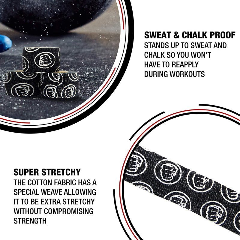 [Australia - AusPower] - WOD Nation Weightlifting Hook Grip Tape - 3 Pack 23 Feet Long Sticky, Comfortable & Stretchy Athletic Tape for Weight Lifting forCrossfit and Cross Training - Thumb, Hand & Finger Protection Black 1.5 inch x 23 Feet 