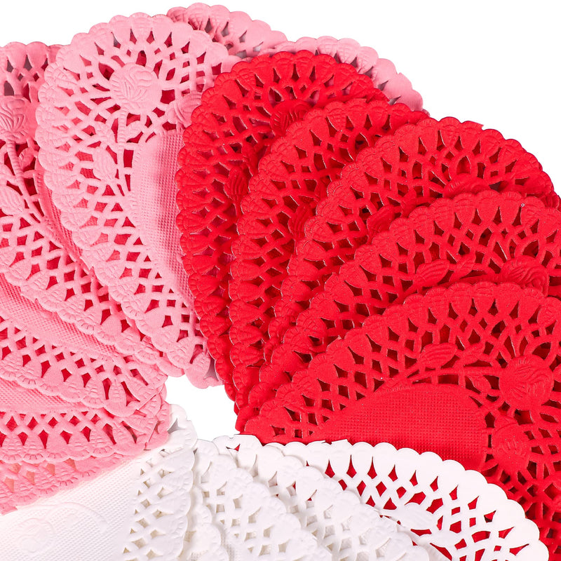 [Australia - AusPower] - 600PCS Paper Doilies for Crafts - Valentines Day Decorations Red/Pink/White Lace Heart Cutouts, Wedding Valentine's Party Decor Ornaments, 4" 