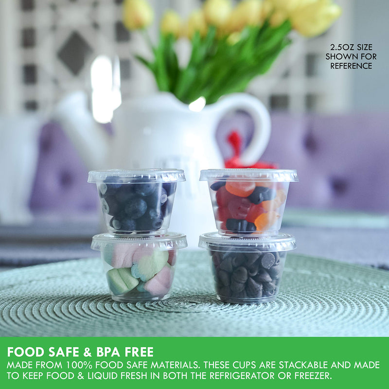 [Australia - AusPower] - [100 Sets] 2 oz Small Plastic Containers with Lids, Jello Shot Cups with Lids, Disposable Portion Cups, Condiment Containers with Lids, Souffle Cups for Sauce and Dressing 100 2 oz. 
