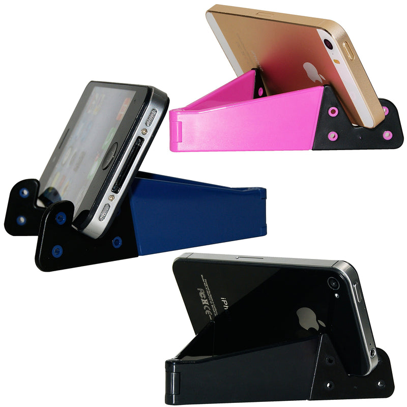 [Australia - AusPower] - HONSKY 3 Packs of Pocket-sized V Smart Phone Holder, Tablet Stands for Most Android Smartphones, Tablets, E-readers, Durable Plastic Body - Rose Red, Deep Blue, Black 