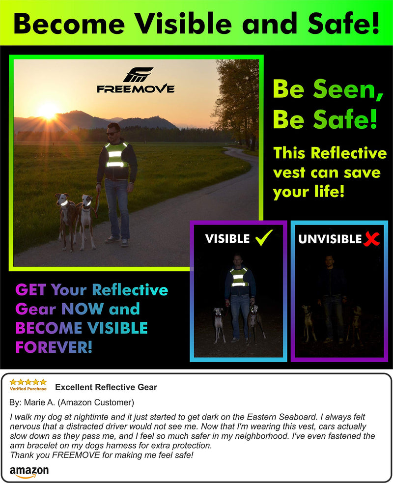 [Australia - AusPower] - Original Reflective Vest Running Gear + 2 Reflective Bands & Bag, Ultralight & Comfy, Running / Walking Safety Vest X-Small 